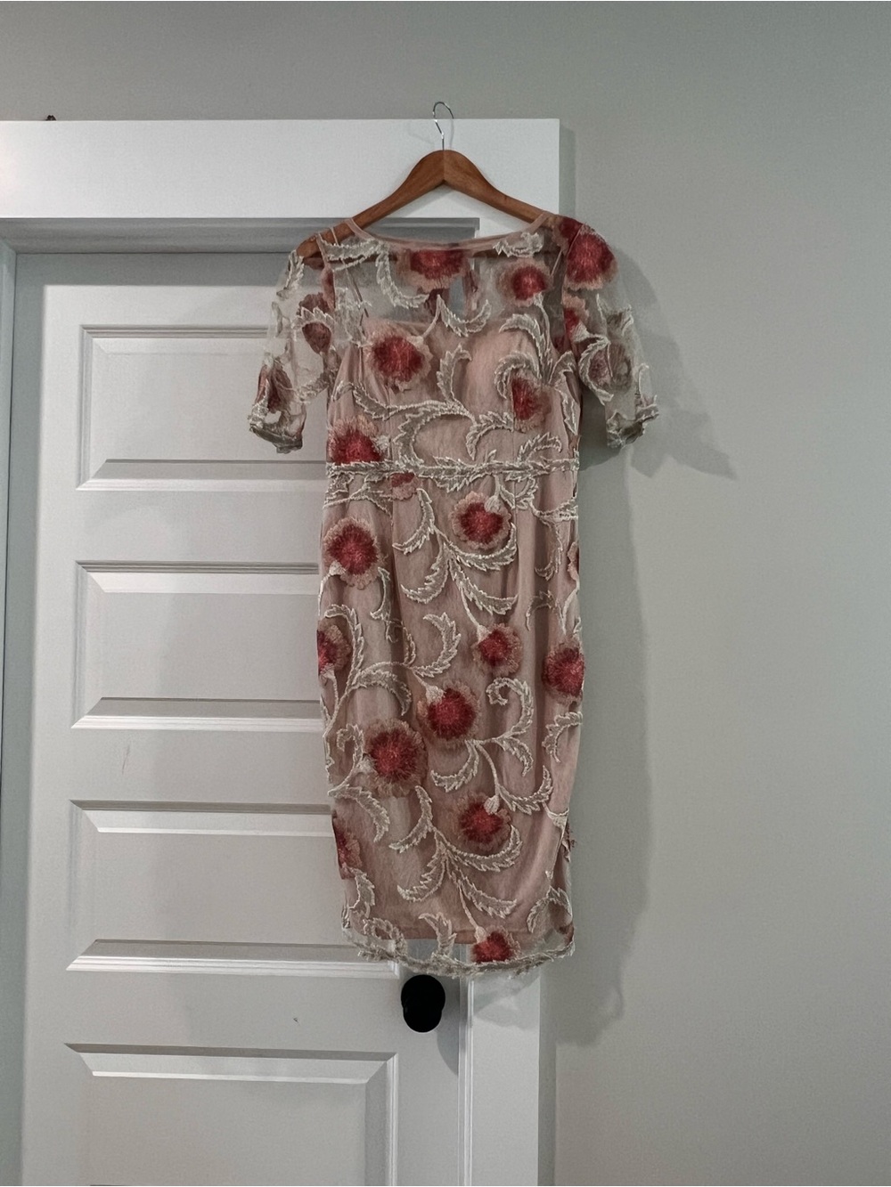 Adrianna Papell Pink Floral Embroidered Midi Dress